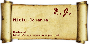 Mitiu Johanna névjegykártya